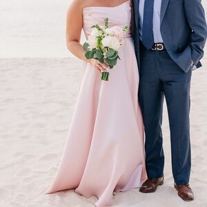 Light pink bridesmaids dress Dessy